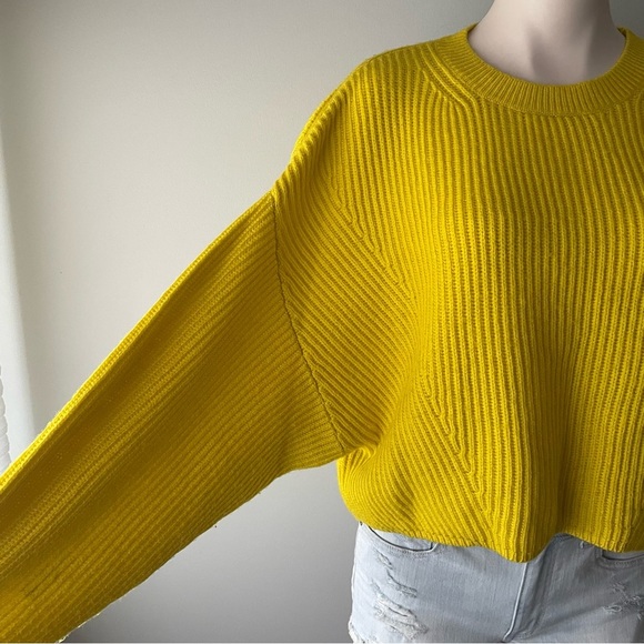 FWD Friday Tech Wool Oversize Crew Knit Sweater Highlighter Yellow Size XL - Picture 8 of 10